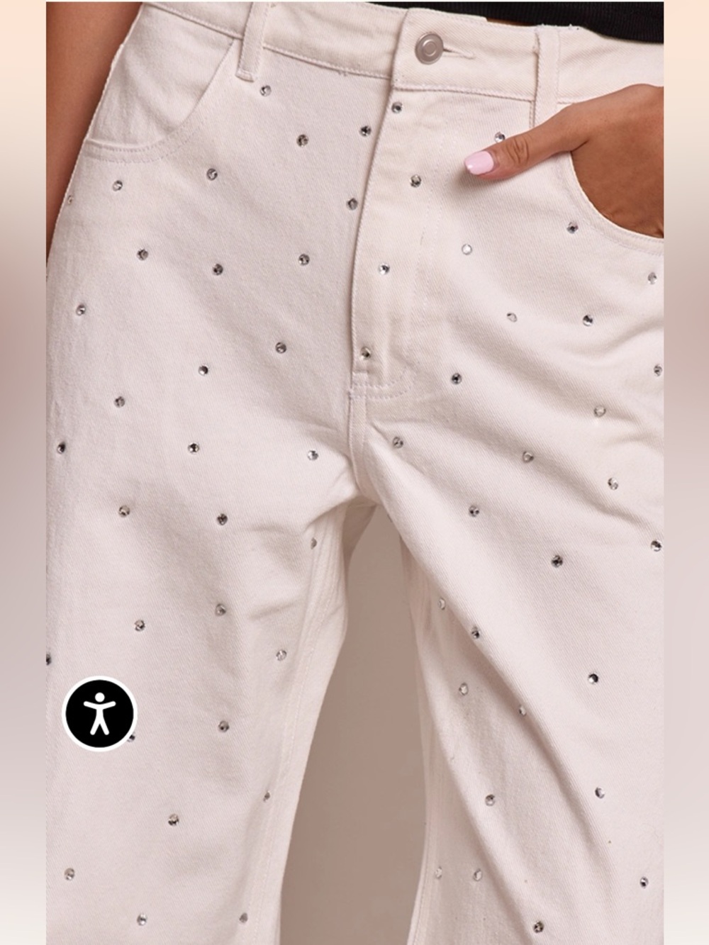 NWT PrettyLittleThing White High Waist Hotfix Straight Leg Denim Jeans - Picture 4 of 8